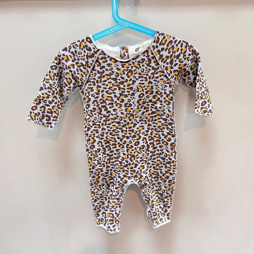 Leopard Print Baby 6-9M Organic Cotton & Spandex Romper By Monica +‎ Andy
